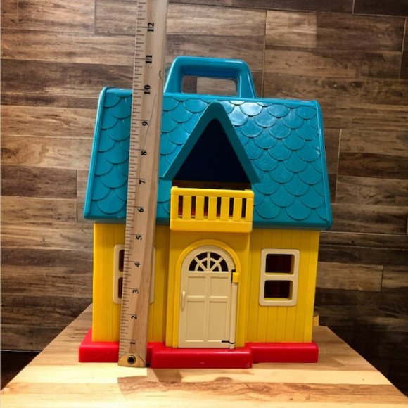 Vintage 1980's Jim Henson Sesame Street Carry Along Dollhouse 10" & 2 Figures - Picture 11 of 11